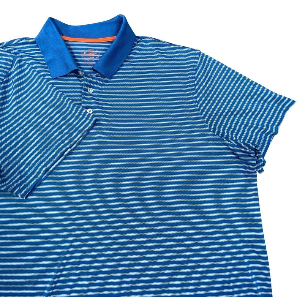 Foundry Polo Shirt Mens 3XL Blue Striped Performance Stretch Wicking Active Golf
